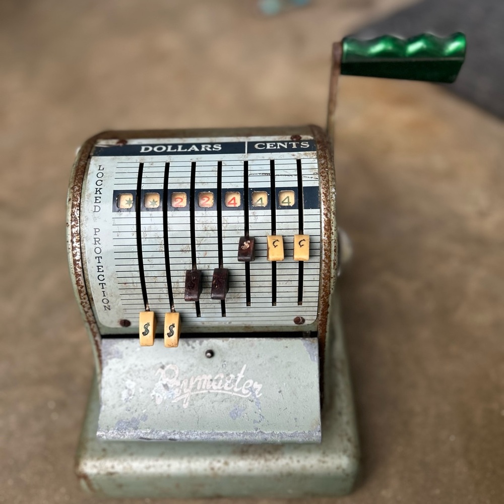 Vintage Paymaster machine with Green Handle
